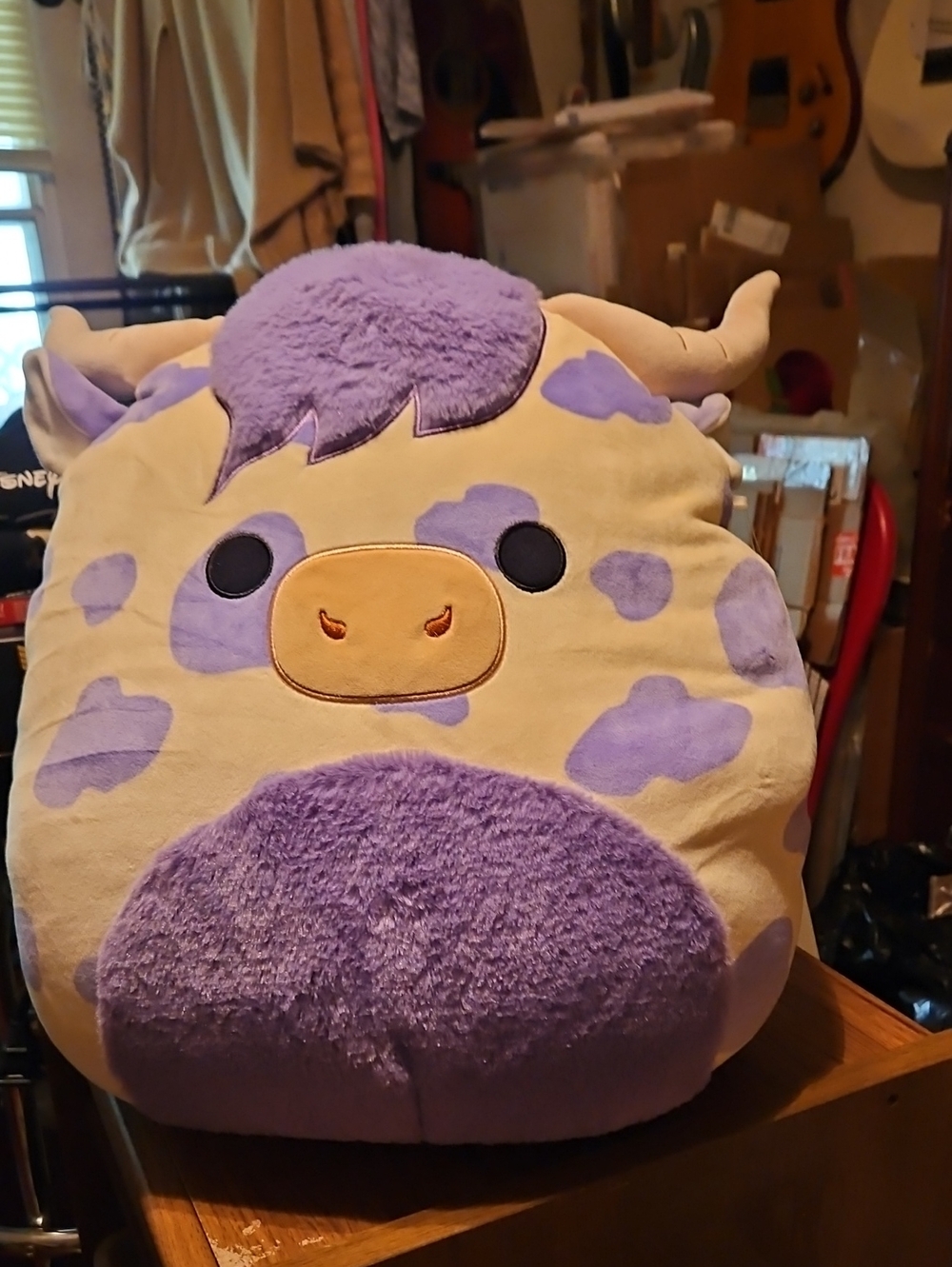 Squishmallows Purple and Cream Cow Plush Pillow - Cute Farm Animal